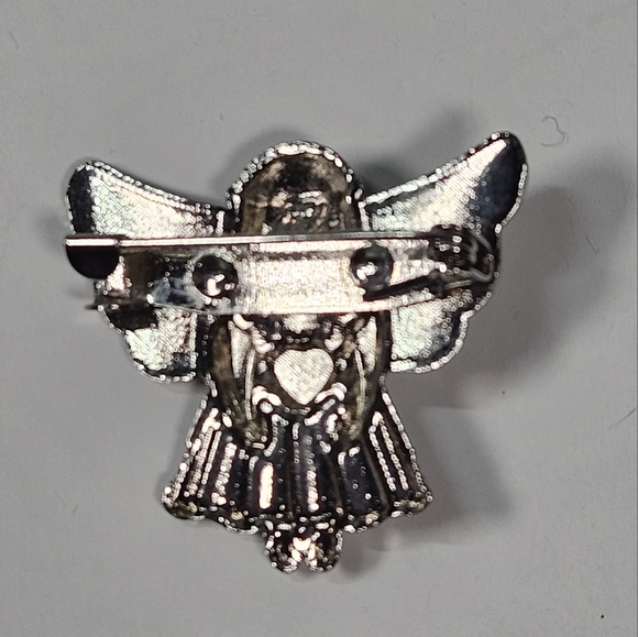 Silver Angel Brooch Pin with Red stone - Picture 4 of 4